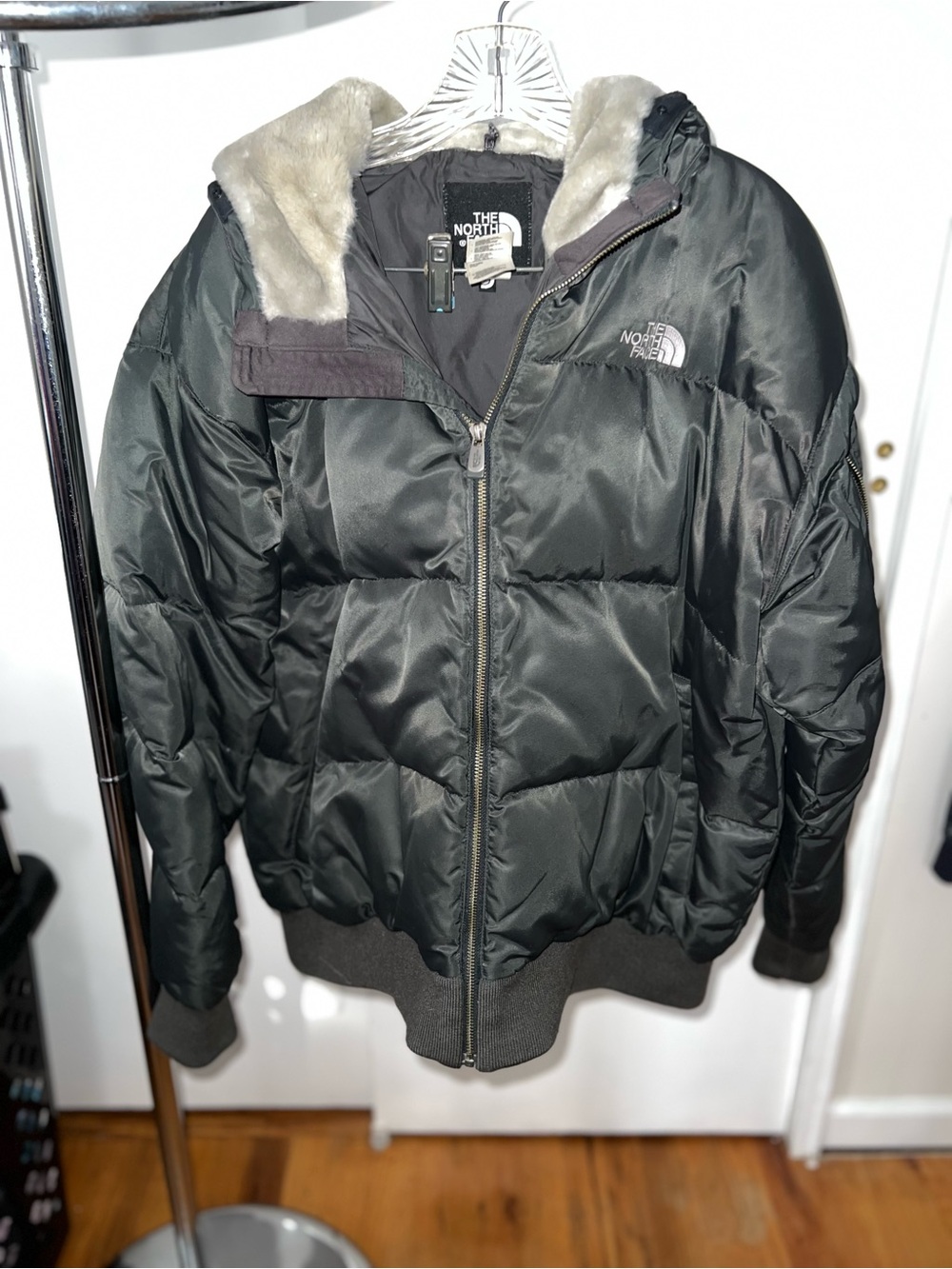 The North Face hunter green Puffer Jacket with Faux Fur Trim